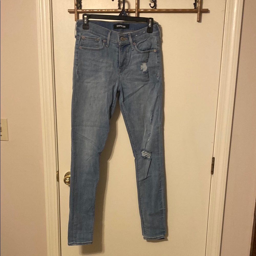 Express Light Blue Distressed Jeans
